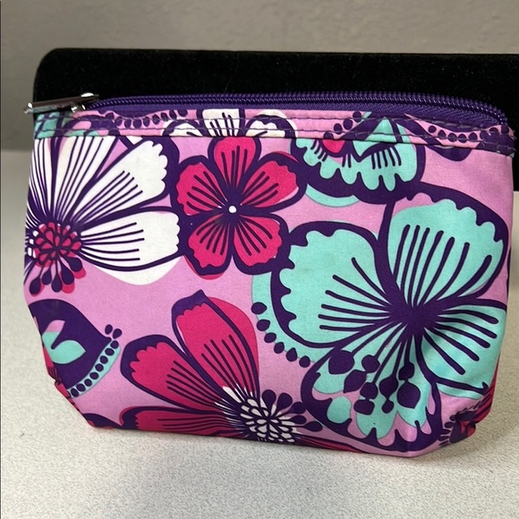Modella Pink and Purple Cosmetic Bag with Tropical Print - Picture 5 of 5